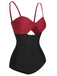 1950s Solid Cutout Halter Strap Swimsuit, vintage swimsuit, pin-up swimwear - perfect for women who love vintage and retro fashion
