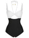 1950s Solid Cutout Halter Strap Swimsuit, vintage swimsuit, pin-up swimwear - perfect for women who love vintage and retro fashion