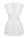 1950s Solid Deep V Neck Ruffles Sleeveless Romper, vintage romper, retro jumpsuit - perfect for women who love vintage and retro fashion