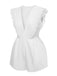 1950s Solid Deep V Neck Ruffles Sleeveless Romper, vintage romper, retro jumpsuit - perfect for women who love vintage and retro fashion