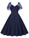 1950s Solid Dots Mesh Sleeve V-Neck Dress — a 1950s silhouette that turns sidewalks into runways