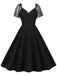 1950s Solid Dots Mesh Sleeve V-Neck Dress: where 1950s romance meets her modern spirit