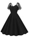 This 1950s Solid Dots Mesh Sleeve V-Neck Dress wraps her in 1950s elegance, one twirl at a time