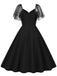 1950s Solid Dots Mesh Sleeve V-Neck Dress — the kind of 1950s dress that makes strangers smile