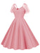 1950s Solid Dots Mesh Sleeve V-Neck Dress: where 1950s romance meets her modern spirit