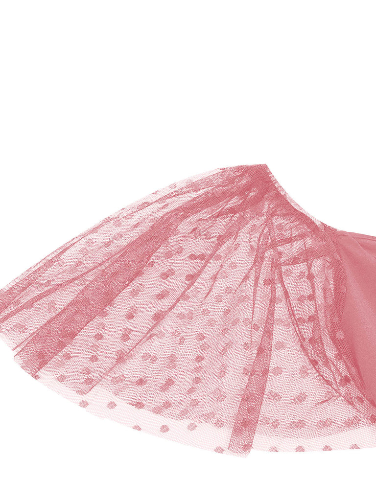 1950s Solid Dots Mesh Sleeve V-Neck Dress — the kind of 1950s dress that makes strangers smile