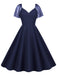 1950s Solid Dots Mesh Sleeve V-Neck Dress — the kind of 1950s dress that makes strangers smile