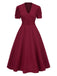 1950s Solid Empire Waist V-Neck Puff Sleeves Dress - vintage dress, retro fashion, rockabilly