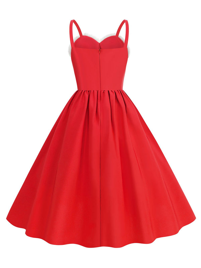 1950s Solid Fur Collar Christmas Dress | Retro Stage
