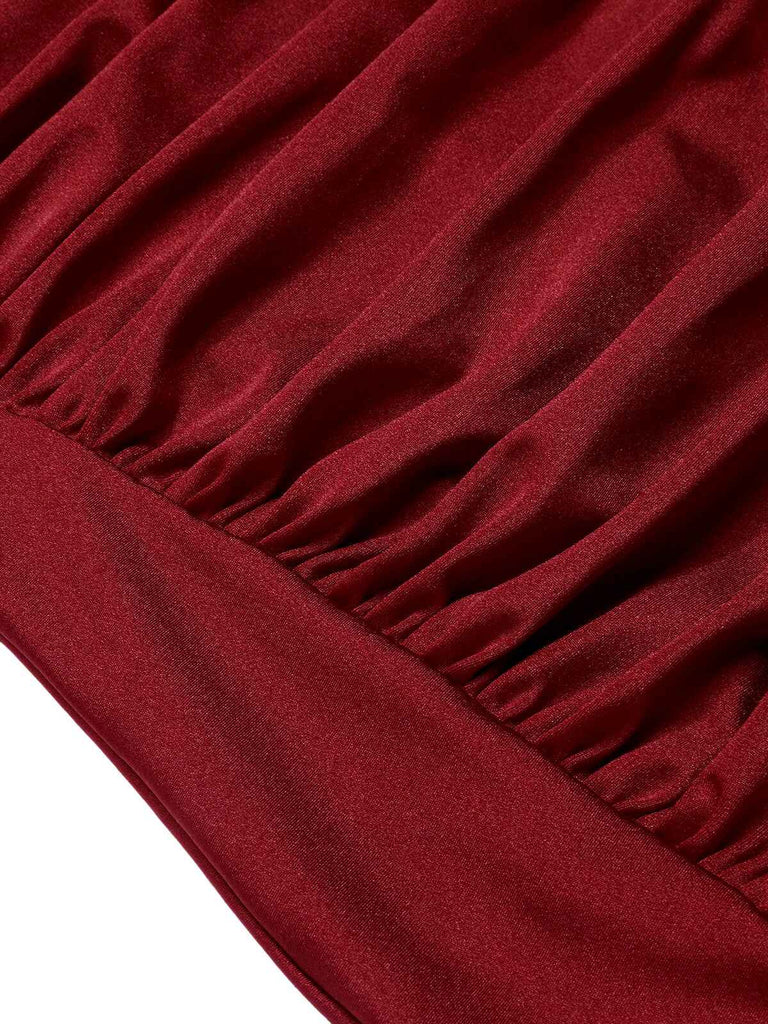 1950s Solid Gathered Halter Swimsuit - vintage swimwear, retro swimsuit, pin-up style for vintage lovers