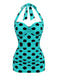 Red 1950s Solid Gathered Halter Swimsuit, vintage swimsuit, pin-up swimwear - perfect for women who love vintage and retro fashion