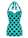 Red 1950s Solid Gathered Halter Swimsuit, vintage swimsuit, pin-up swimwear - perfect for women who love vintage and retro fashion
