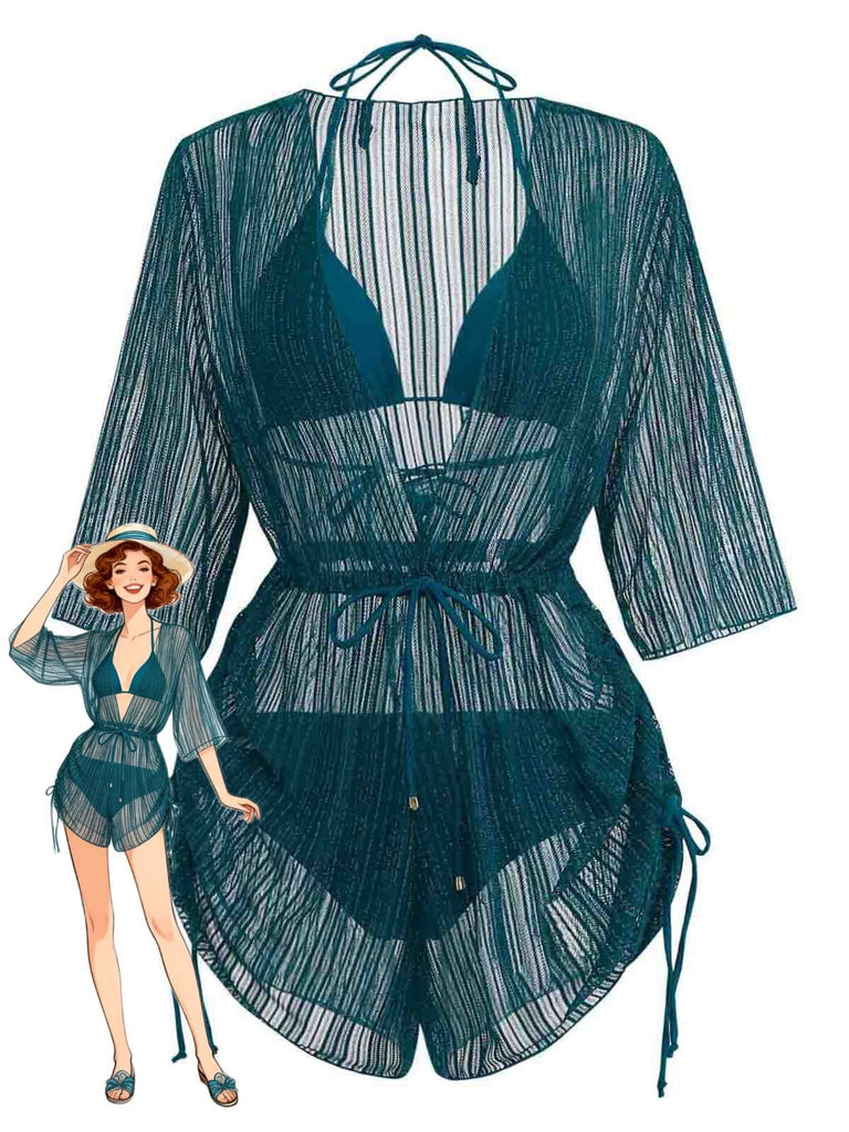 1950s-Solid-Halter-Bikini-Set-Shimmer-Cover-Up, vintage, retro, swimwear