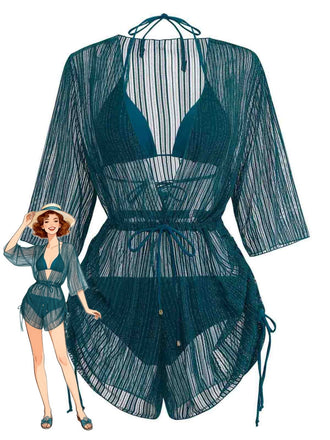 1950s-Solid-Halter-Bikini-Set-Shimmer-Cover-Up, vintage, retro, swimwear