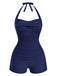 1950s Solid Halter Boxer One-Piece Swimsuit — because 1950s glamour never goes out of style
