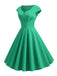 This 1950s Solid Heart Neck Short Sleeve Dress wraps her in 1950s elegance, one twirl at a time