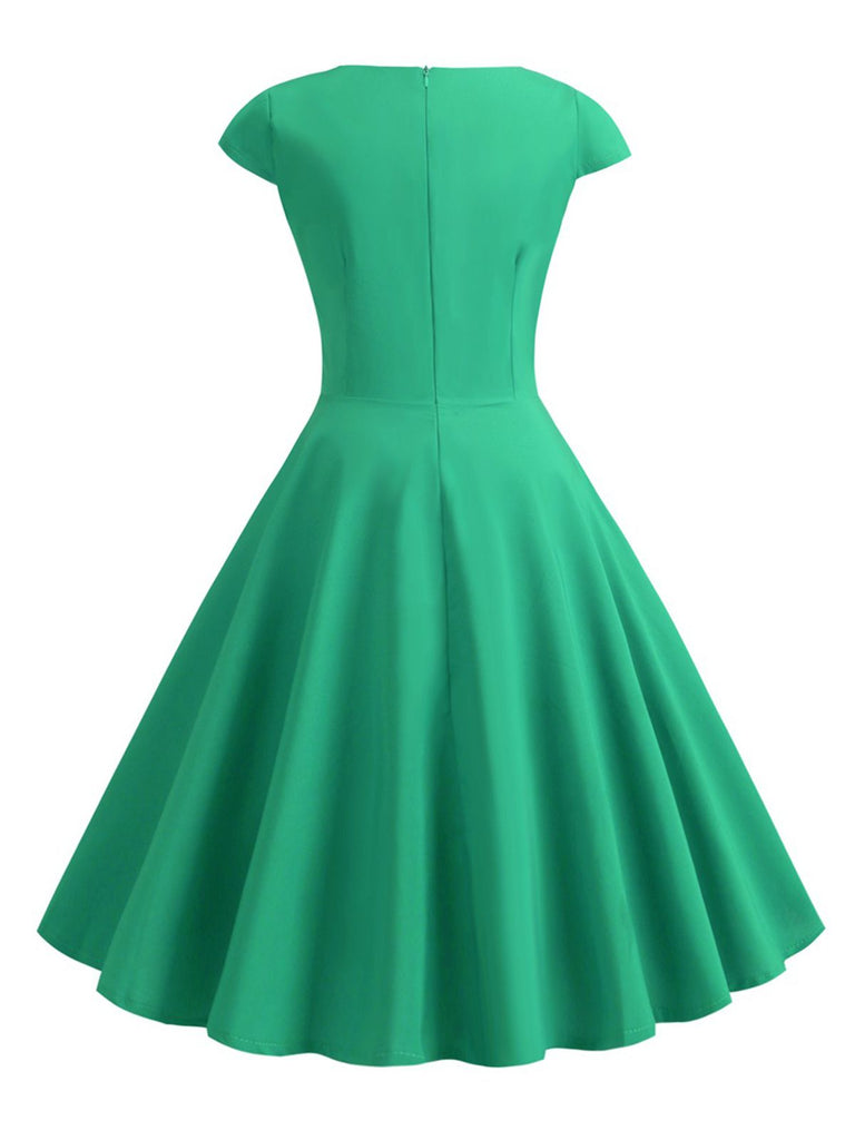 1950s Solid Heart Neck Short Sleeve Dress, vintage dress, retro fashion, rockabilly, pin-up fashion - perfect for women who love vintage and retro fashion