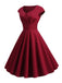 1950s Solid Heart Neck Short Sleeve Dress, vintage dress, retro fashion, rockabilly, pin-up fashion - perfect for women who love vintage and retro fashion