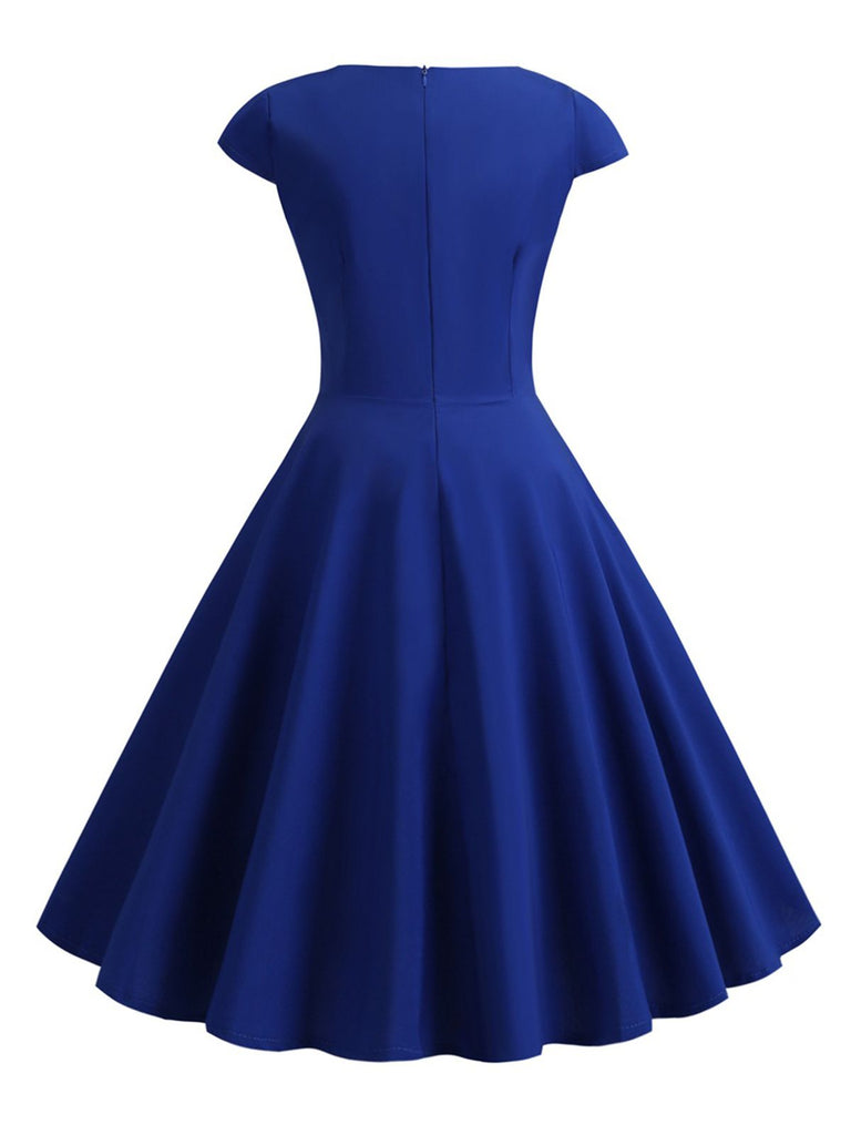 1950s Solid Heart Neck Short Sleeve Dress, vintage dress, retro fashion, rockabilly, pin-up fashion - perfect for women who love vintage and retro fashion