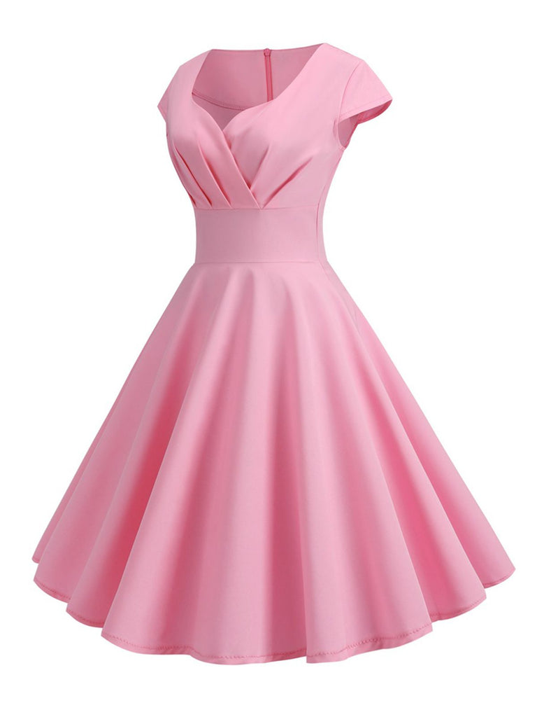 1950s Solid Heart Neck Short Sleeve Dress, vintage dress, retro fashion, rockabilly, pin-up fashion - perfect for women who love vintage and retro fashion