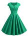 She slips into this 1950s Solid Heart Neck Short Sleeve Dress and suddenly it's a 1950s daydream
