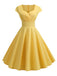 This 1950s Solid Heart Neck Short Sleeve Dress wraps her in 1950s elegance, one twirl at a time