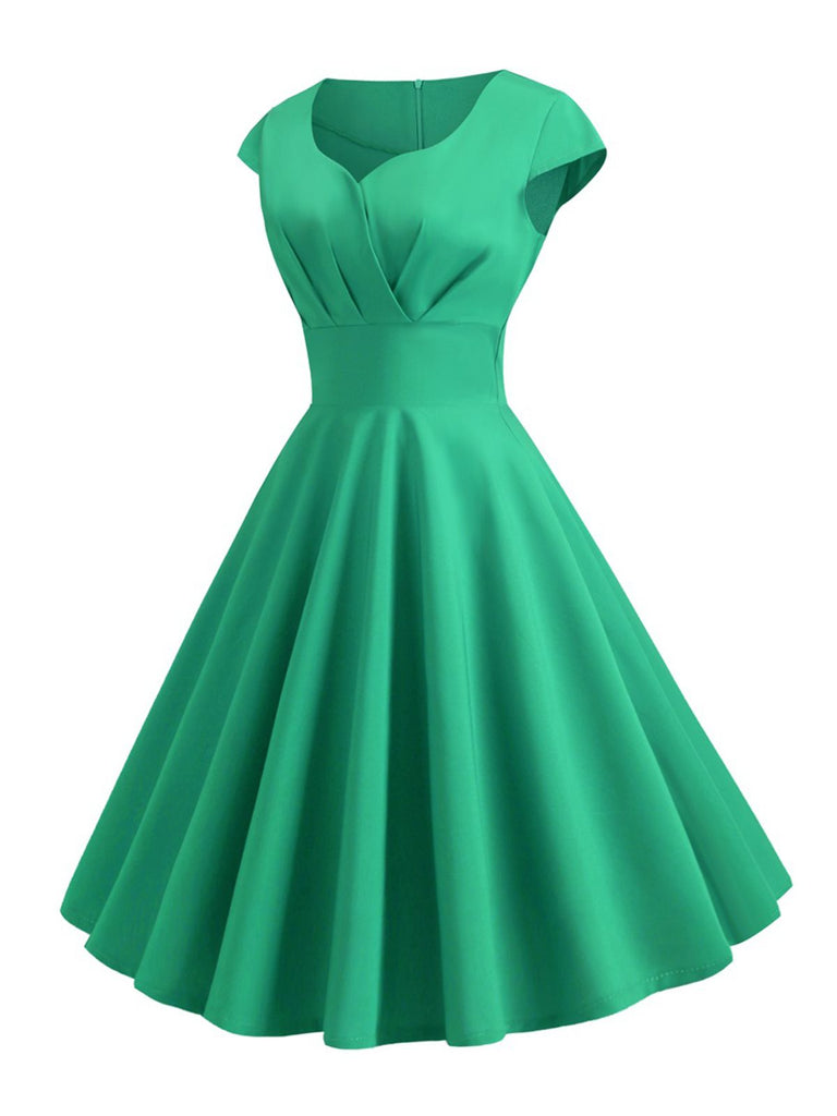 1950s Solid Heart Neck Short Sleeve Dress, vintage dress, retro fashion, rockabilly, pin-up fashion - perfect for women who love vintage and retro fashion