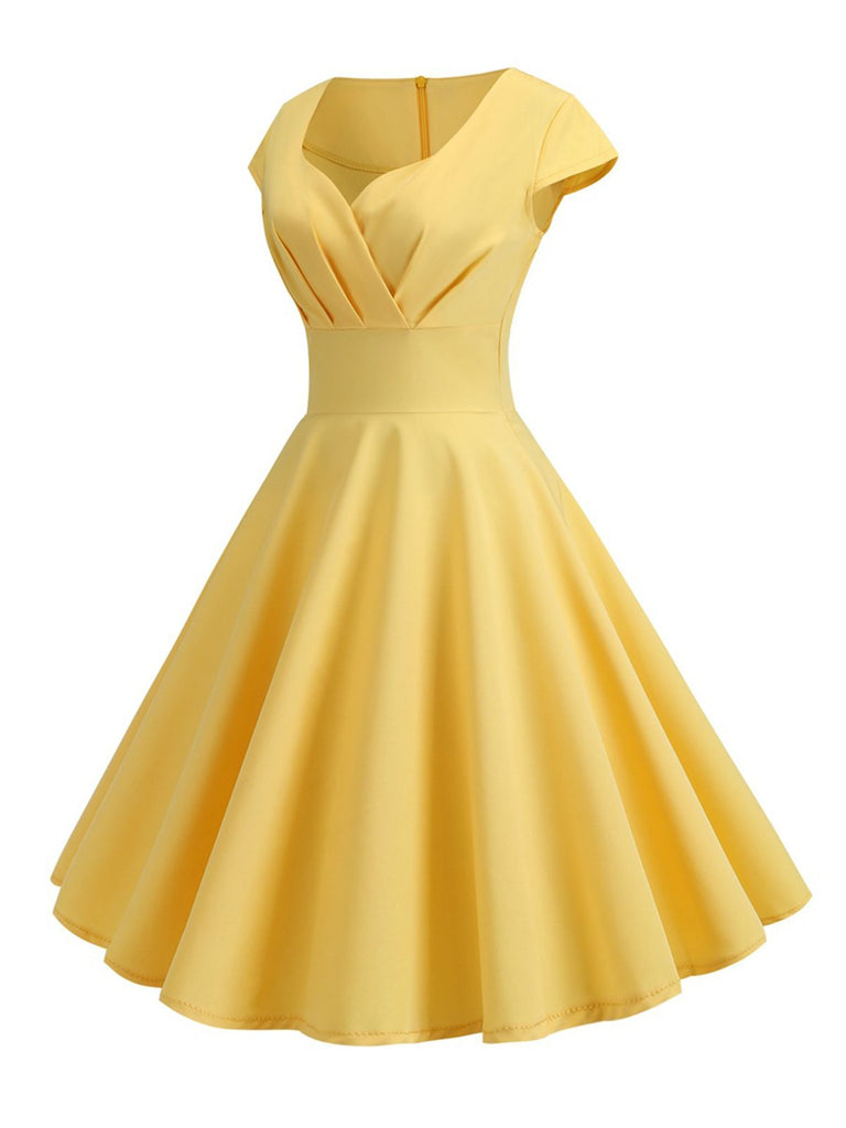 1950s Solid Heart Neck Short Sleeve Dress, vintage dress, retro fashion, rockabilly, pin-up fashion - perfect for women who love vintage and retro fashion
