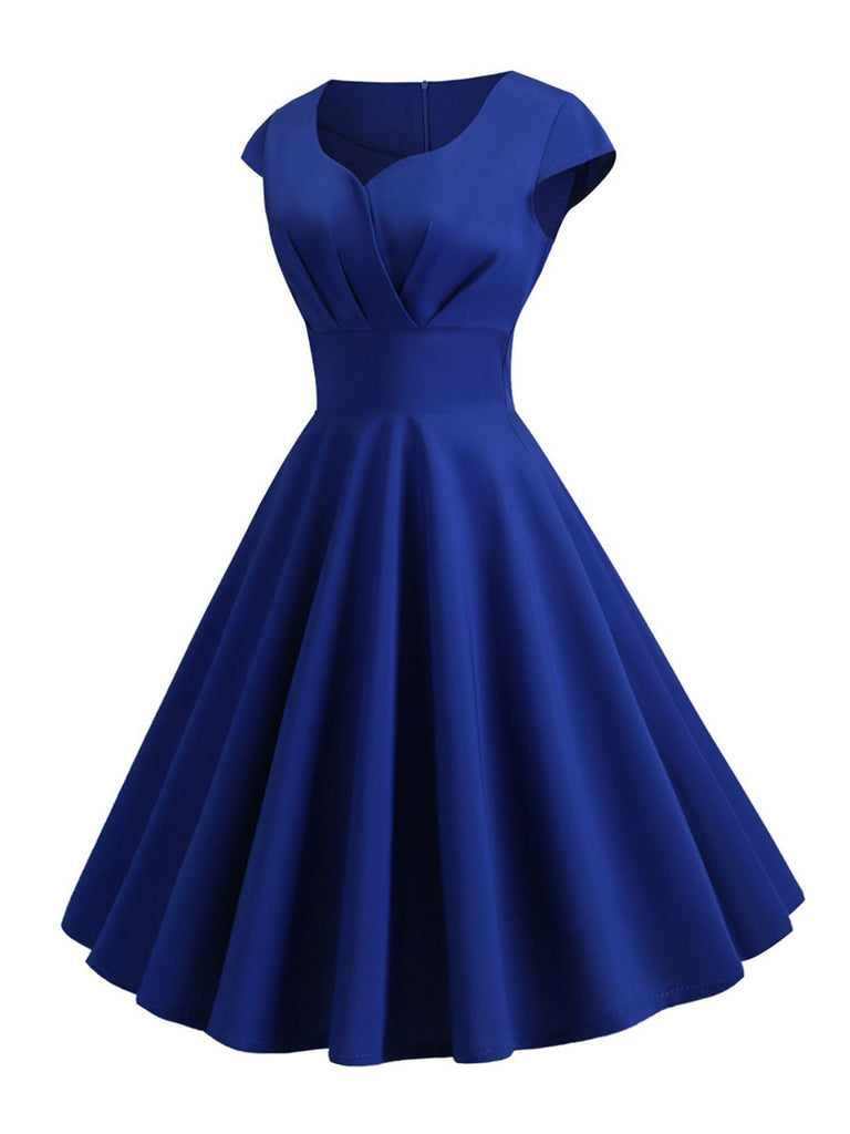 1950s Solid Heart Neck Short Sleeve Dress, vintage dress, retro fashion, rockabilly, pin-up fashion - perfect for women who love vintage and retro fashion