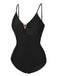 1950s Solid Hollow V-Neck One-Piece Swimsuit, vintage swimsuit, pin-up swimwear - perfect for women who love vintage and retro fashion