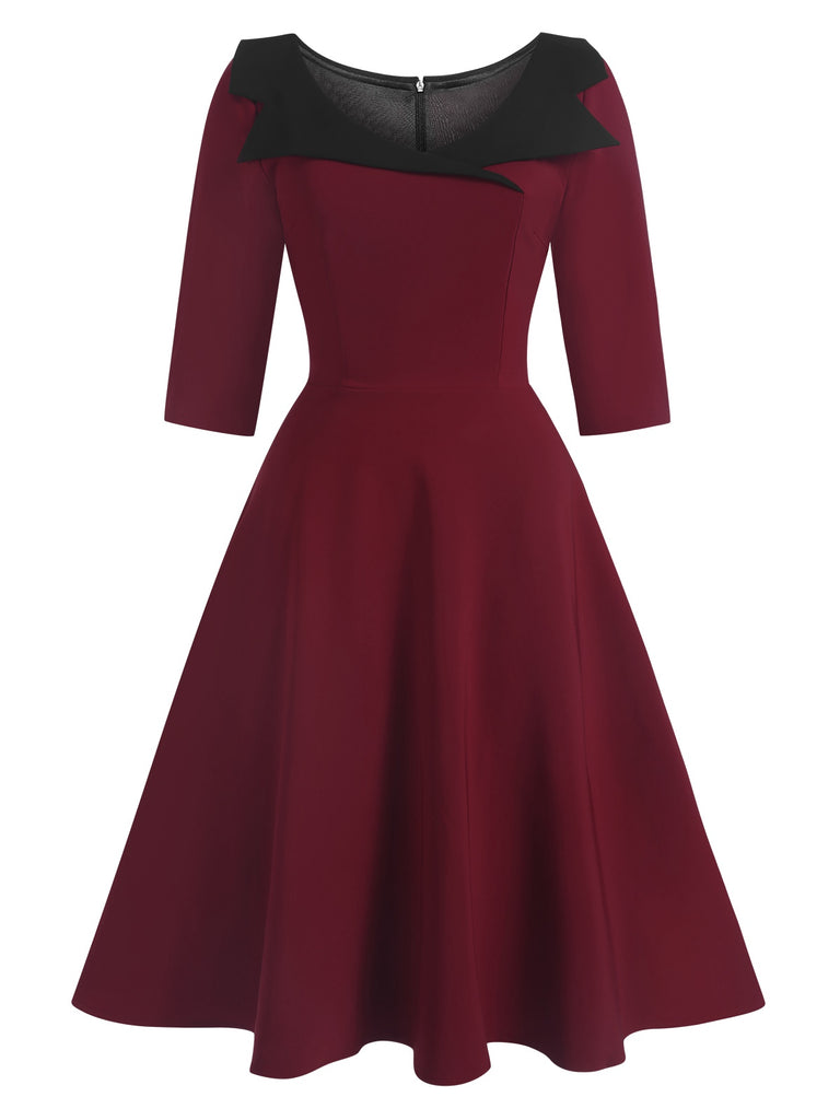 1950s Solid Irregular Collar Half Sleeves Dress, vintage dress, retro fashion, rockabilly, pin-up fashion - perfect for women who love vintage and retro fashion