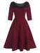 1950s Solid Irregular Collar Half Sleeves Dress, vintage dress, retro fashion, rockabilly, pin-up fashion - perfect for women who love vintage and retro fashion