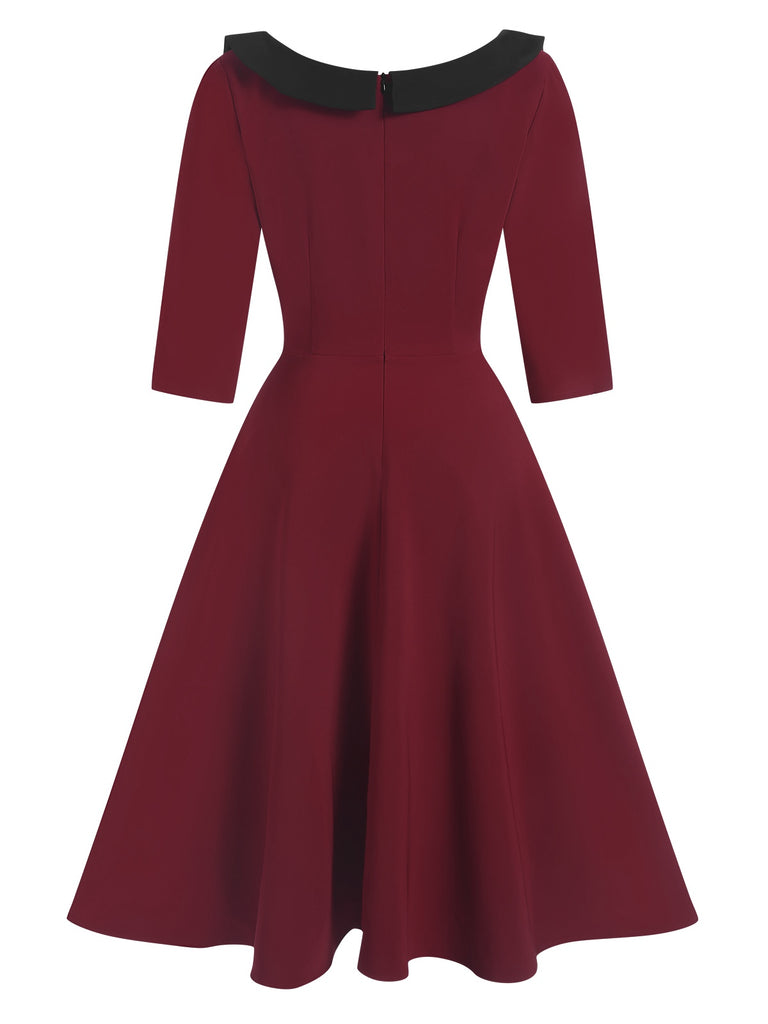 1950s Solid Irregular Collar Half Sleeves Dress, vintage dress, retro fashion, rockabilly, pin-up fashion - perfect for women who love vintage and retro fashion