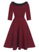 1950s Solid Irregular Collar Half Sleeves Dress, vintage dress, retro fashion, rockabilly, pin-up fashion - perfect for women who love vintage and retro fashion