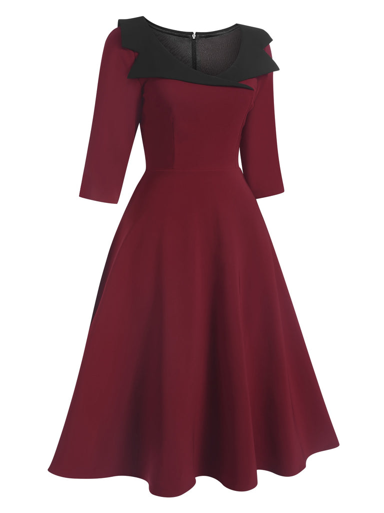 1950s Solid Irregular Collar Half Sleeves Dress, vintage dress, retro fashion, rockabilly, pin-up fashion - perfect for women who love vintage and retro fashion
