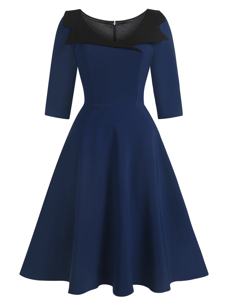 1950s Solid Irregular Collar Half Sleeves Dress, vintage dress, retro fashion, rockabilly, pin-up fashion - perfect for women who love vintage and retro fashion