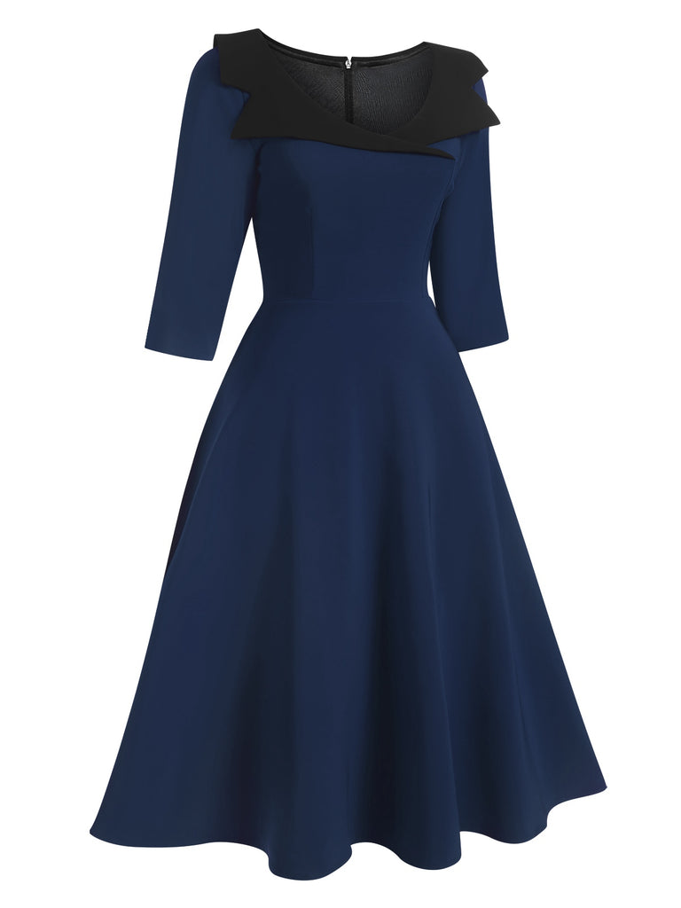 1950s Solid Irregular Collar Half Sleeves Dress, vintage dress, retro fashion, rockabilly, pin-up fashion - perfect for women who love vintage and retro fashion