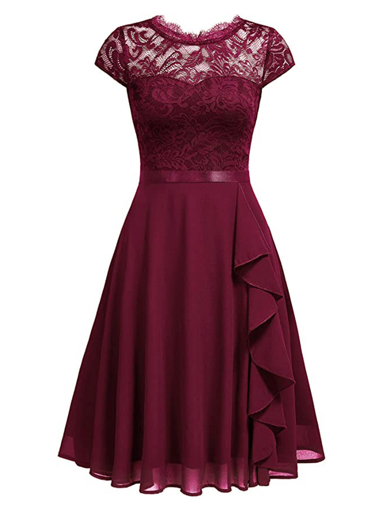 1950s Solid Lace Round Neck Patchwork Dress — vintage elegance for the modern woman