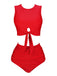 1950s Solid Lace-Up Crewl Neck Swimsuit, vintage swimsuit, pin-up swimwear - perfect for women who love vintage and retro fashion