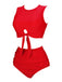 1950s Solid Lace-Up Crewl Neck Swimsuit, vintage swimsuit, pin-up swimwear - perfect for women who love vintage and retro fashion