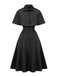 1950s Solid Lapel Capelet Dress - vintage dress, retro fashion, rockabilly