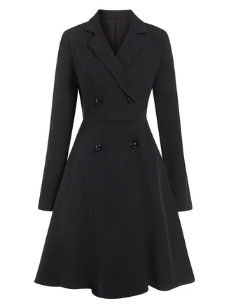 1950s Solid Lapel Double Breasted Trench Coat - vintage fashion, retro style