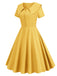 She slips into this 1950s Solid Lapel Swing Dress and suddenly it's a 1950s daydream