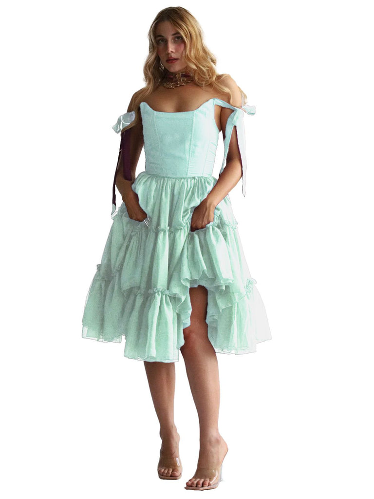 retro tulle dress Round-Neck White Tulle Short Retro Prom Dresses, Retro Wedding Dresses fg5628