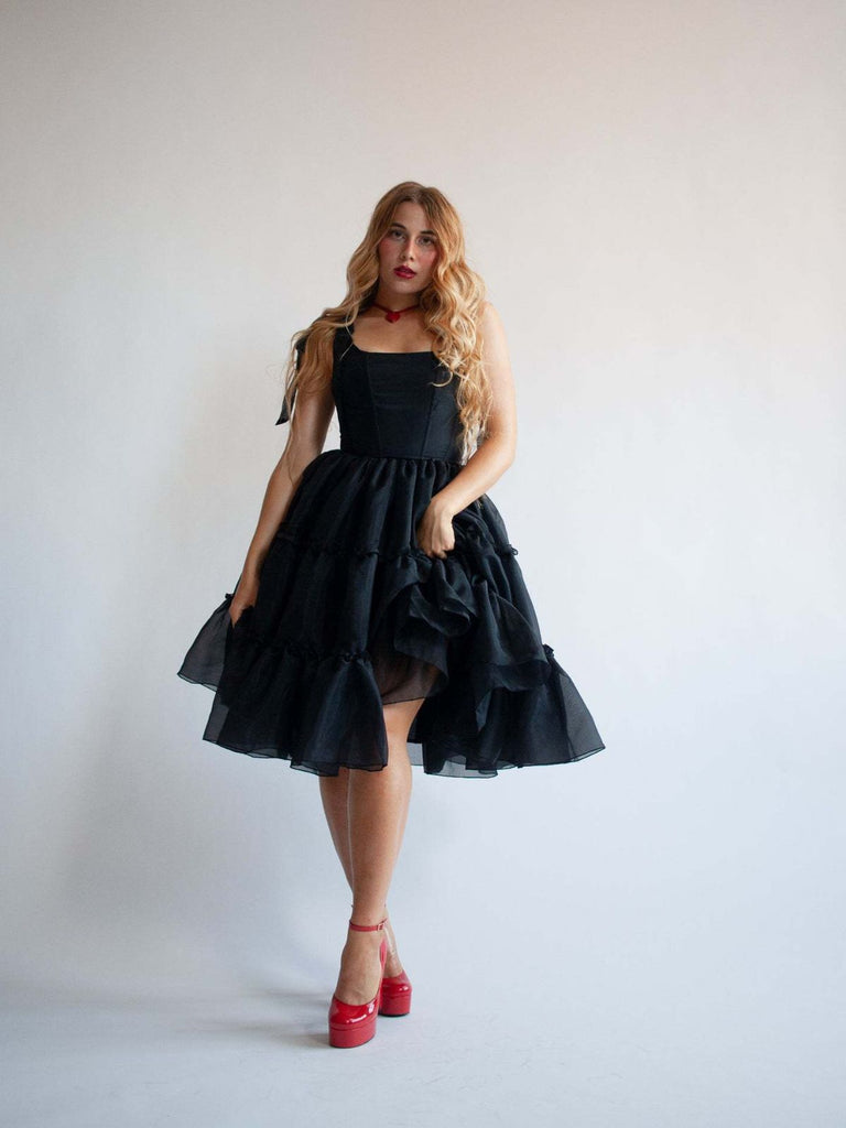 Retro Stage Burgundy Tulle Tiered Coquette Balletcore Babydoll Dress