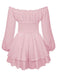 1950s Solid Off-Shoulder Long-Sleeve Smocked Mini Dress: beautiful vintage dress, retro fashion, elegant style with timeless appeal