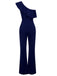 1950s Solid One Shoulder Ruffled Jumpsuit, vintage romper, retro jumpsuit - perfect for women who love vintage and retro fashion