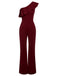 1950s Solid One Shoulder Ruffled Jumpsuit, vintage romper, retro jumpsuit - perfect for women who love vintage and retro fashion