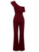 1950s Solid One Shoulder Ruffled Jumpsuit, vintage romper, retro jumpsuit - perfect for women who love vintage and retro fashion