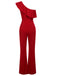 1950s Solid One Shoulder Ruffled Jumpsuit, vintage romper, retro jumpsuit - perfect for women who love vintage and retro fashion